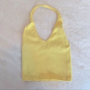 Urban Outfitter Yellow Ribbed Halter Top S
